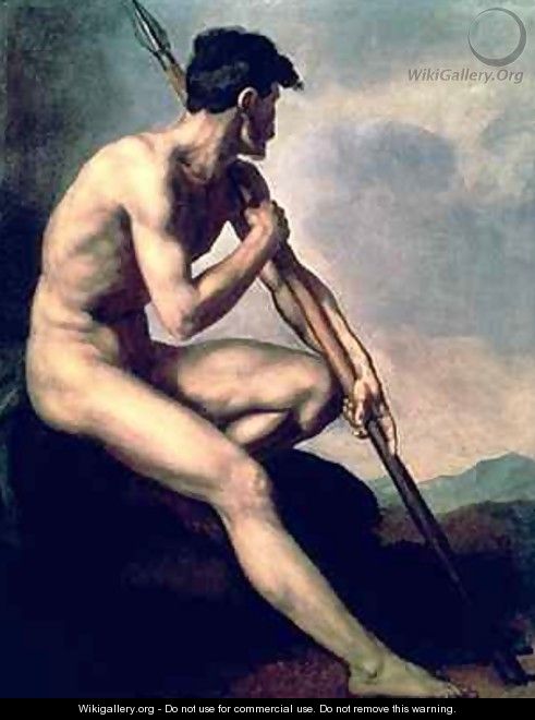 Nude Warrior with a Spear 2 - Theodore Gericault