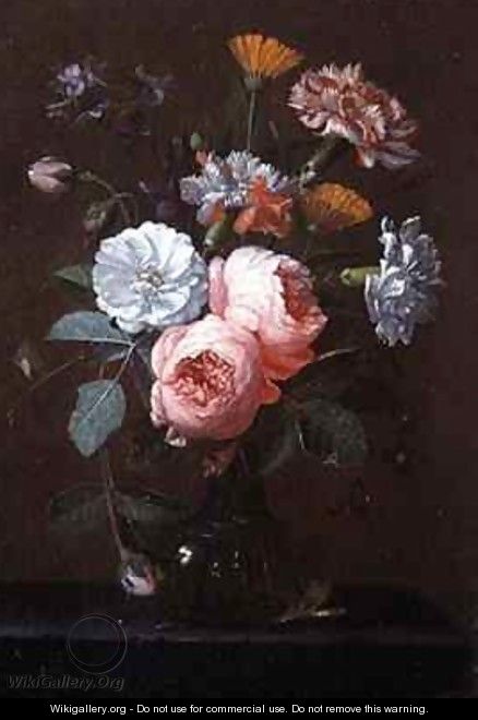Still Life of Roses Carnations and Other Flowers - Jan Pauwel II the Younger Gillemans