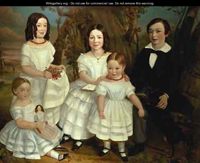 Portrait of a boy and his four sisters - John A. Giles