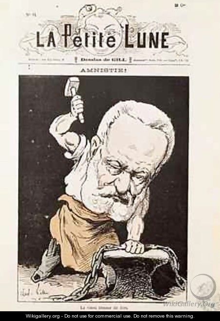 Caricature of Victor Hugo 1802-85 from the front cover of La Petite Lune - Andre Gill