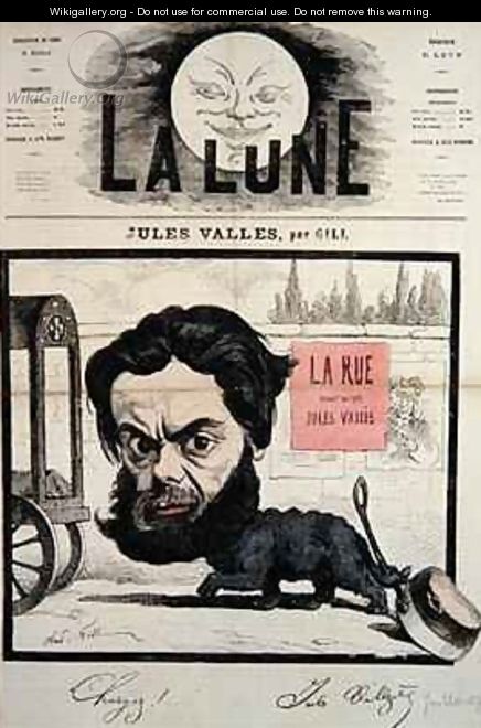Caricature of Jules Valles cover illustration from La Lune - Andre Gill