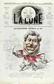 Caricature of Alexandre Dumas pere 1803-70 as a Musketeer from the front cover of La Lune magazine - Andre Gill