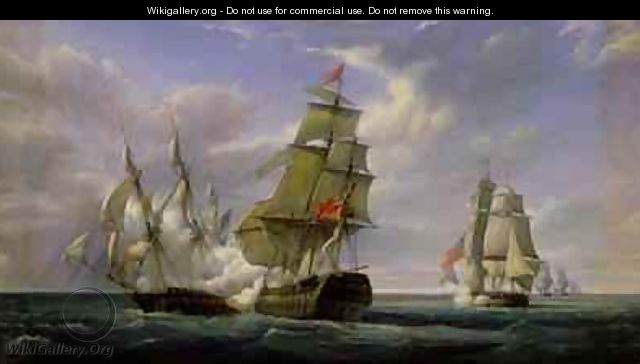 Combat between the French Frigate La Canonniere and the English Vessel The Tremendous - Pierre Julien Gilbert