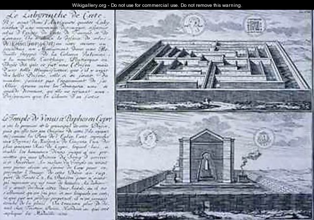 The Labyrinth in Crete and the Temple of Venus Paphos Cyprus - (after) Fischer von Erlach, Johann Bernhard