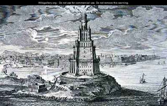 Lighthouse at Alexandria built by Ptolemy the Great Egypt - (after) Fischer von Erlach, Johann Bernhard