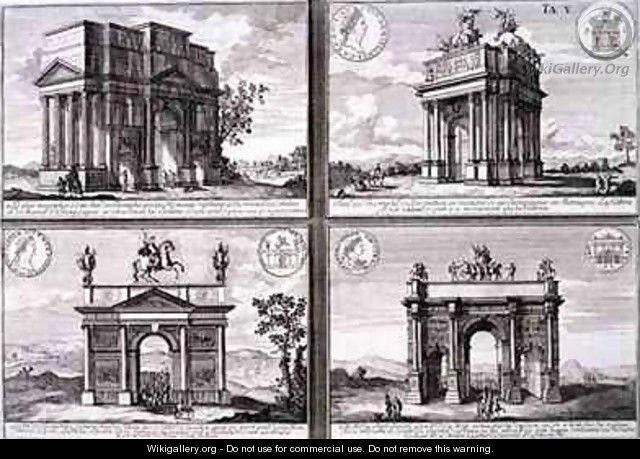The Triumphal Arch of Catulus and Marius at Orange The Arch of Domitian the Arch of Drusus and the Arch of Septimus Severus - (after) Fischer von Erlach, Johann Bernhard