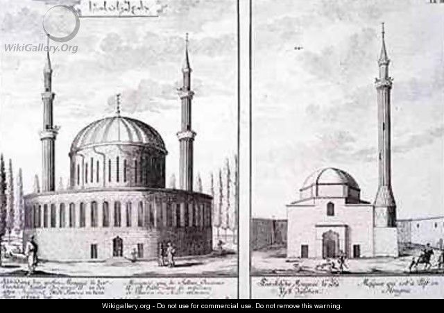View of a Mosque in Bursa and a Mosque in Hungary - (after) Fischer von Erlach, Johann Bernhard