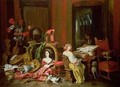Interior with a Lady at a Harpsichord - Francesco (Il Maltese) Fieravino