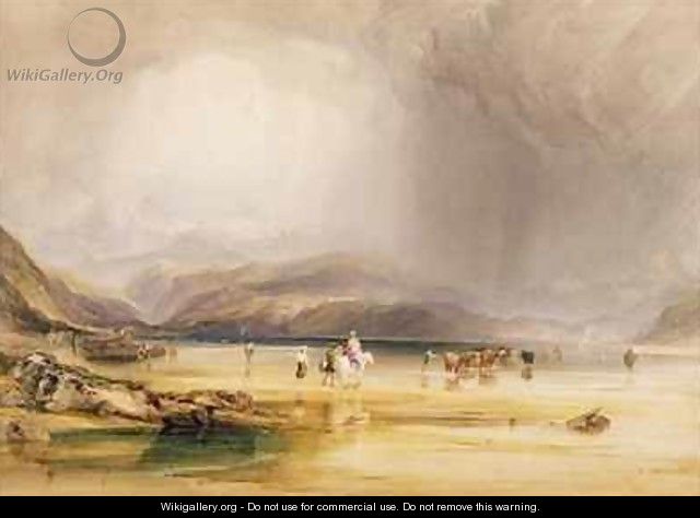 View from Snowdon from Sands of Traeth Mawe taken at the Ford between Pont Aberglaslyn and Tremadoc - Anthony Vandyke Copley Fielding