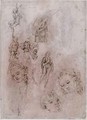 Sheet of studies with St Sebastian naked children and angels heads of Virgin and Jesus Child - Francesco di Simone da Fiesole Ferrucci