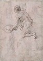 Sheet of studies with a kneeling man holding bellows - Francesco di Simone da Fiesole Ferrucci