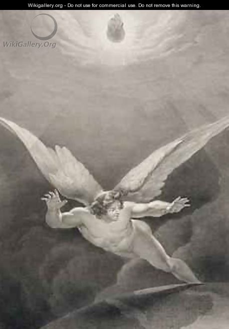 Satan leaps over the walls of Heaven - (after) Flatters, Richard Edmond