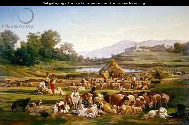 Shepherds with Sheep - Gregoire Isidore Flacheron