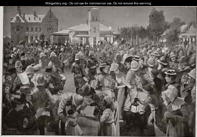 The British Occupation of Bloemfontein An evening concert in market square by the pipes of the Highland Brigade - Amedee Forestier