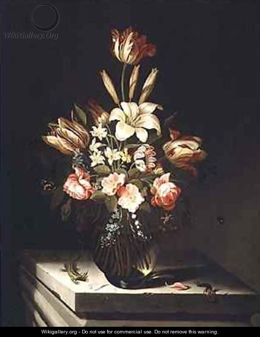 Still Life of Flowers in a Glass Vase - Jan Baptist van Fornenburgh