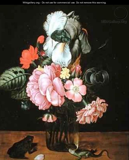 Still Life with Flowers a Frog and a Lizard - Jan Baptist van Fornenburgh