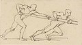 Two Male Figures pushing a Pole to the Right - John Flaxman