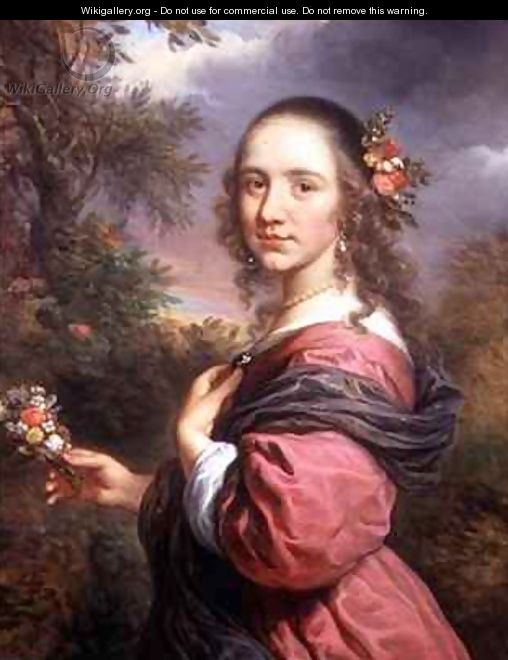 A Portrait of a Lady wearing a Purple Dress - Govert Teunisz. Flinck