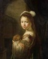 A Little Girl with a Puppy in her Arms - Govert Teunisz. Flinck