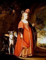 Portrait of a young girl as Diana in a glade with two greyhounds - Govert Teunisz. Flinck
