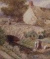 Woman Washing Clothes in a Stream - Myles Birket Foster