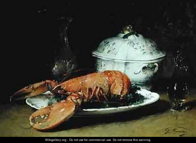Still Life with a Lobster and a Soup Tureen - Guillaume-Romain Fouace