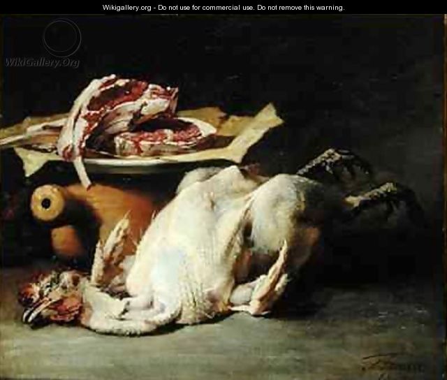 Still Life of a Chicken and Cutlets - Guillaume-Romain Fouace