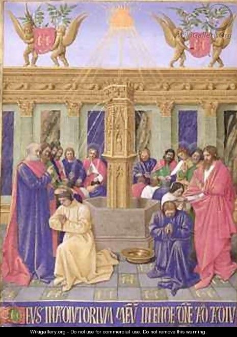 The Fountain of the Apostles from the Hours of the Cross and the Holy Spirit - Jean Fouquet