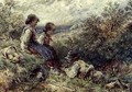 Children collecting eggs - Myles Birket Foster