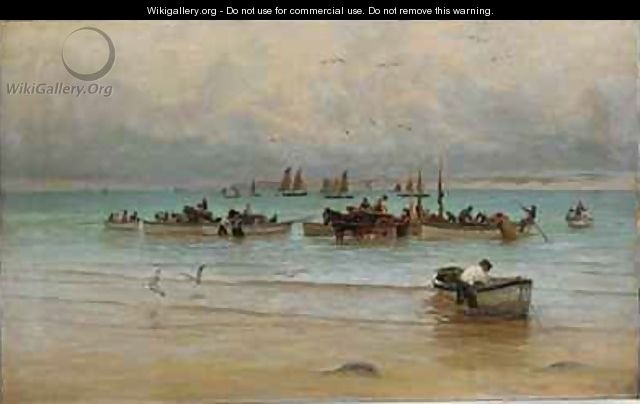 Loading Fish at Low Tide St Ives - William Banks Fortescue