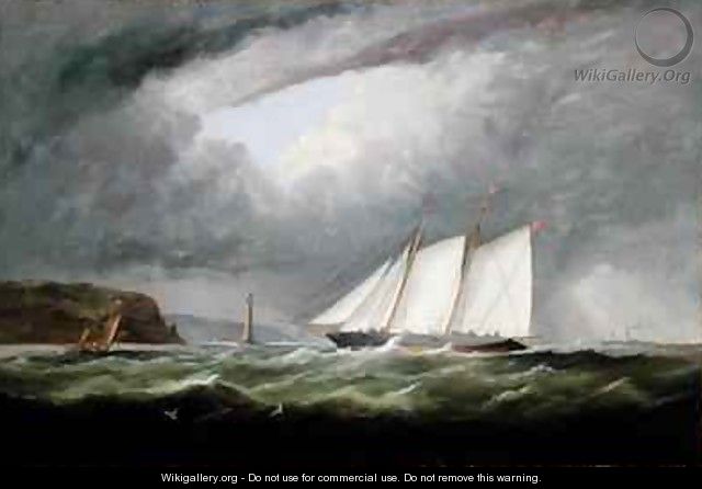 Schooner Yacht Esmeralda in Alderney Roads off Cap le Hague - Arthur Wellington Fowles