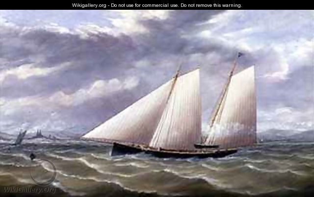 A Cutter in a Strong Wind Flying a Burgee of the Royal Thames Yacht Club - Arthur Wellington Fowles