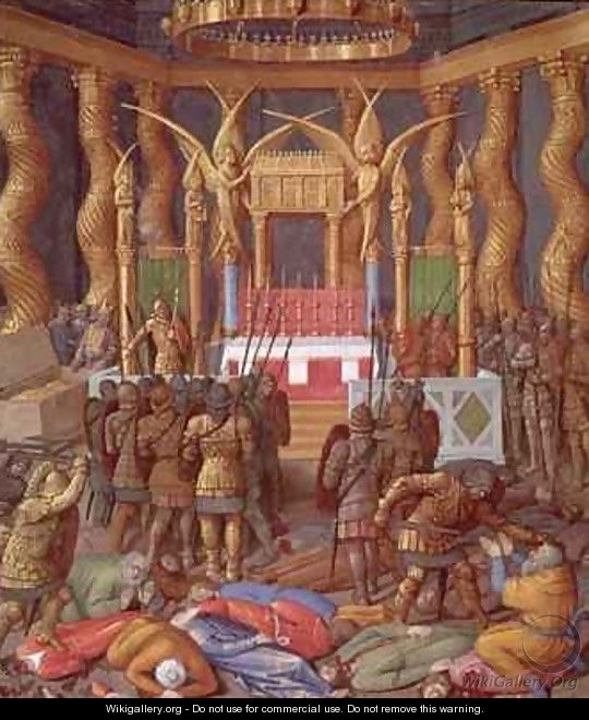 Desecration of the Temple of Jerusalem by Pompey and his soldiers - Jean Fouquet
