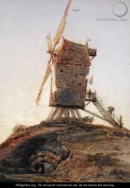 Windmill on a Knoll in a Landscape - Francois Louis Thomas Francia