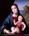 Madonna and Child Sitting on a Parapet with a Goldfinch - Francesco Francia