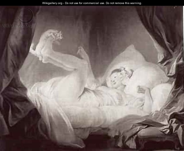 La Gimblette or Young Girl Making her Dog Dance on her Bed - Jean-Honore Fragonard