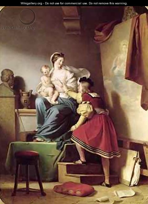Raphael Adjusting his Models Pose for his Painting of the Virgin and Child - Alexandre Evariste Fragonard