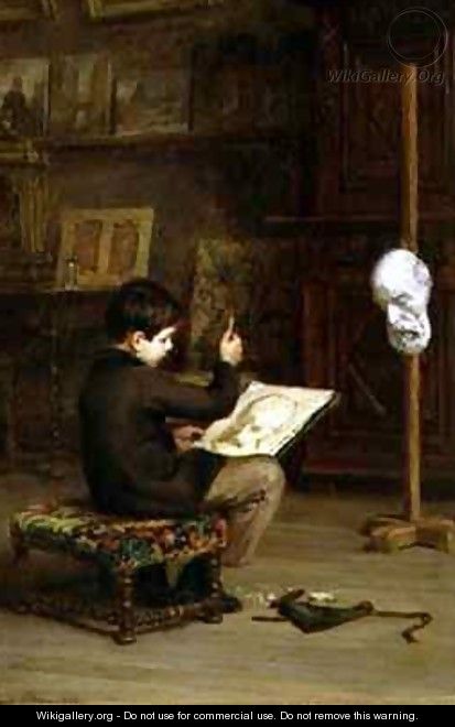 Young Boy Drawing from a Cast Head - Edouard Frère