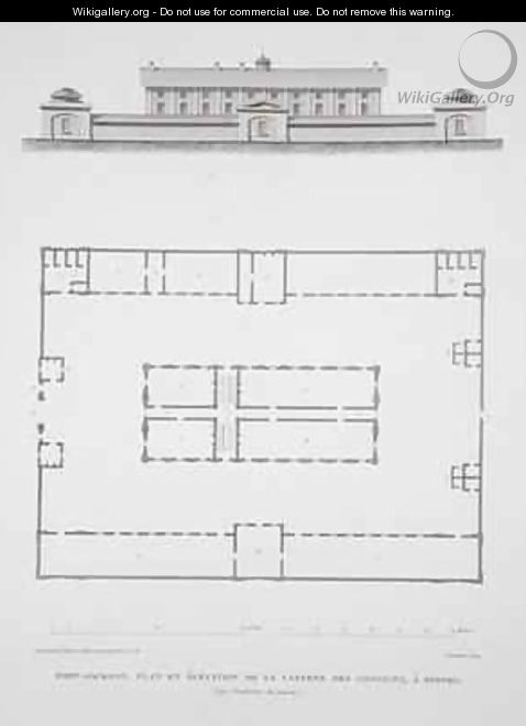 Plan and Elevation of the convicts building at Port Jackson - Louis Claude Desaulses de Freycinet