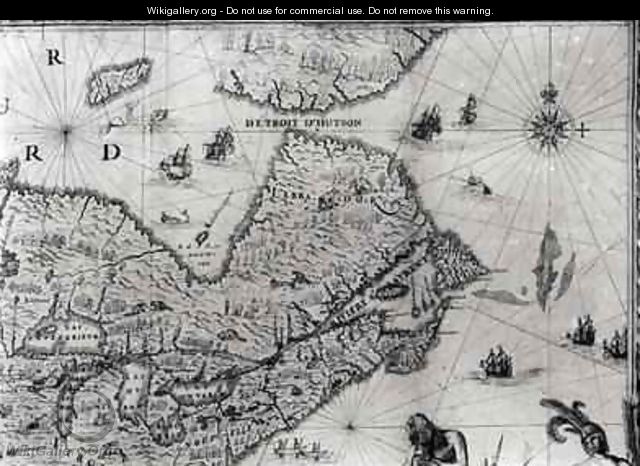 Map of New France dedicated to Colbert by Duchesneau Intendant - Jean Baptiste Louis Franquelin