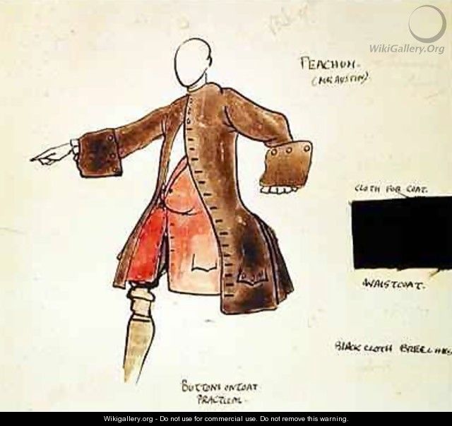 Costume design for Peacham in The Beggars Opera - Claud Lovat Fraser