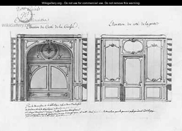 Plan and Elevation of the decoration of the library of Madame Adelaide - Ange-Jacques Gabriel