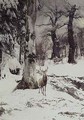A Stag in a Snowy Wood - Ludwig Fromme