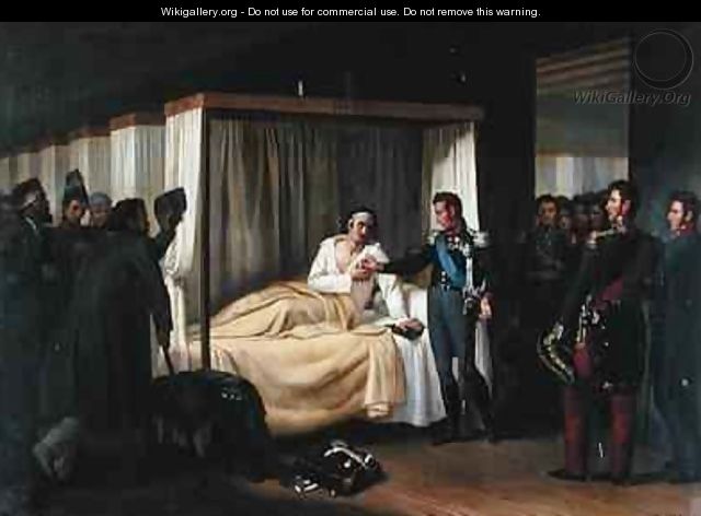 Louis de Bourbon 1775-1844 Duc dAngouleme visiting the hospital in Chiclana during the French expedition in Spain in 1823 to restore Ferdinand VII 1784-1833 - Nicolas Sebastien Froste