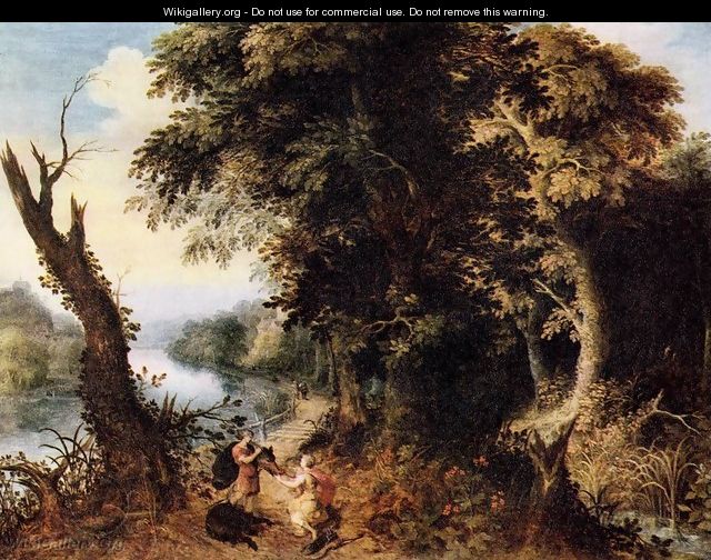 Landscape with Diana Receiving the Head of a Boar - Abraham Govaerts