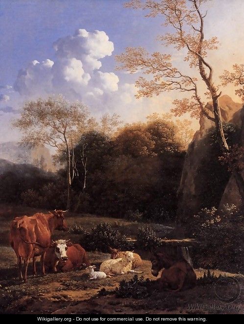 Cows and Sheep at a Stream - Karel Dujardin
