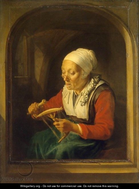 Old Woman Unreeling Threads - Gerrit Dou