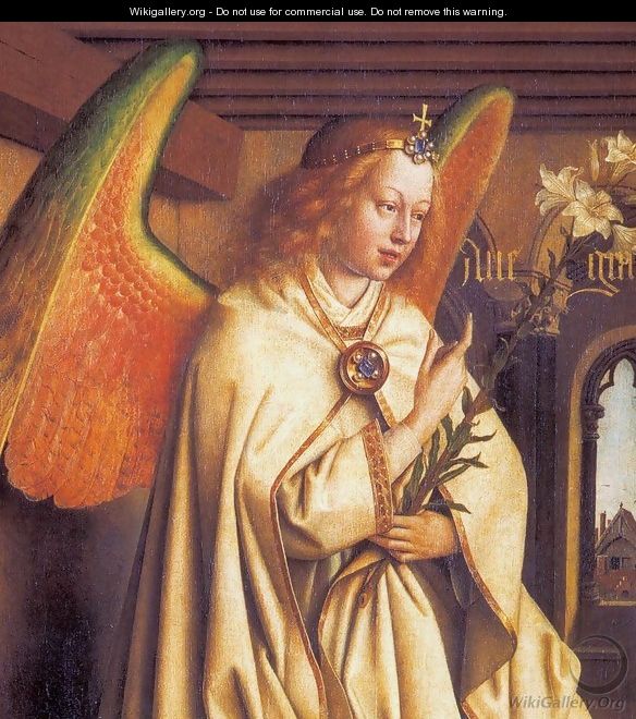 The Ghent Altarpiece Angel of the Annunciation (detail) - Jan Van Eyck