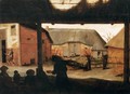 Farmyard with a Beggar - Cornelis Van Dalem