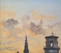 Two Belfries at Sunset, Copenhagen - Johan Christian Clausen Dahl